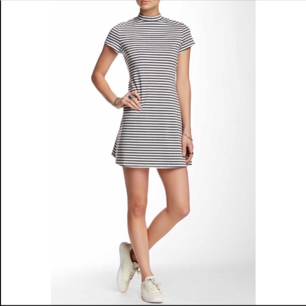 Free People Gray & White Stripe Dress